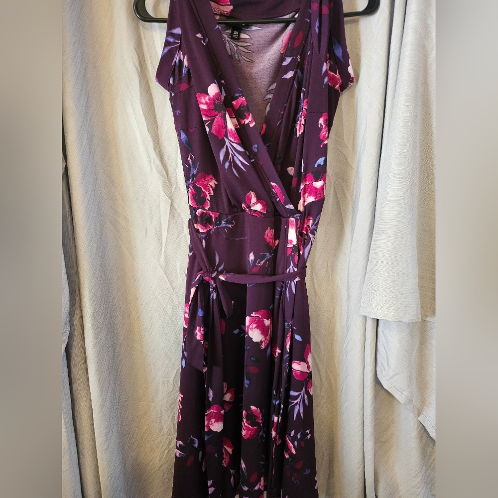 Floral Wrap Dress in Purple and Pink